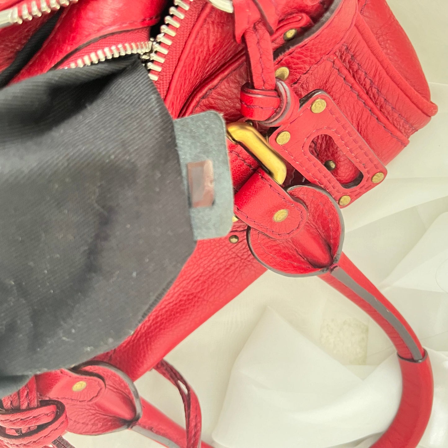 Chloe Red Leather Mini Paddington Bag