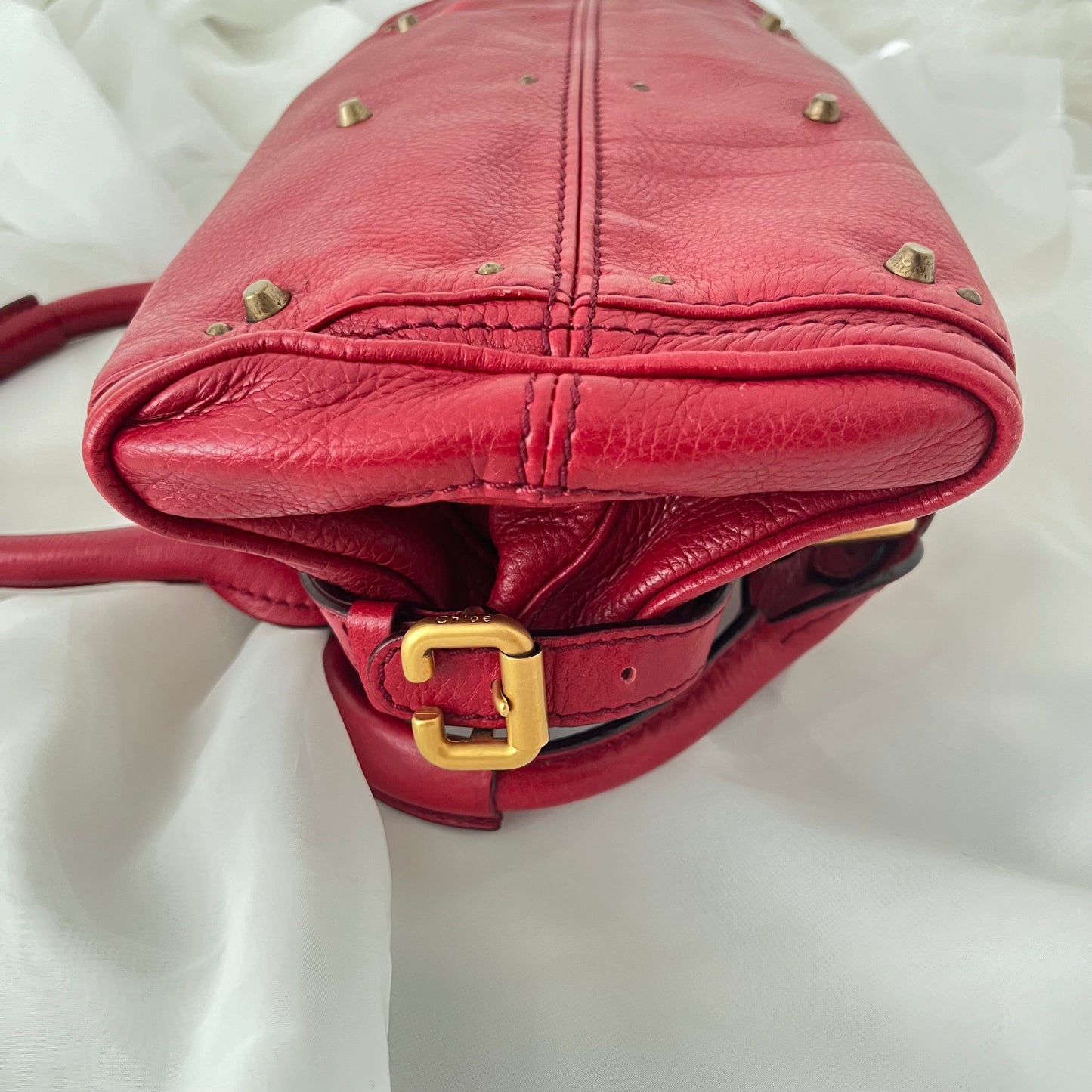 Chloe Red Leather Mini Paddington Bag