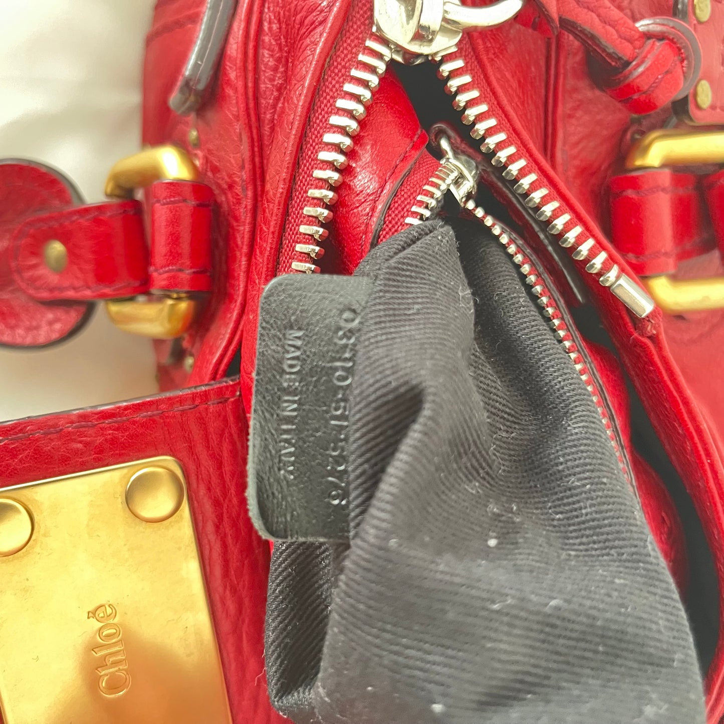 Chloe Red Leather Mini Paddington Bag