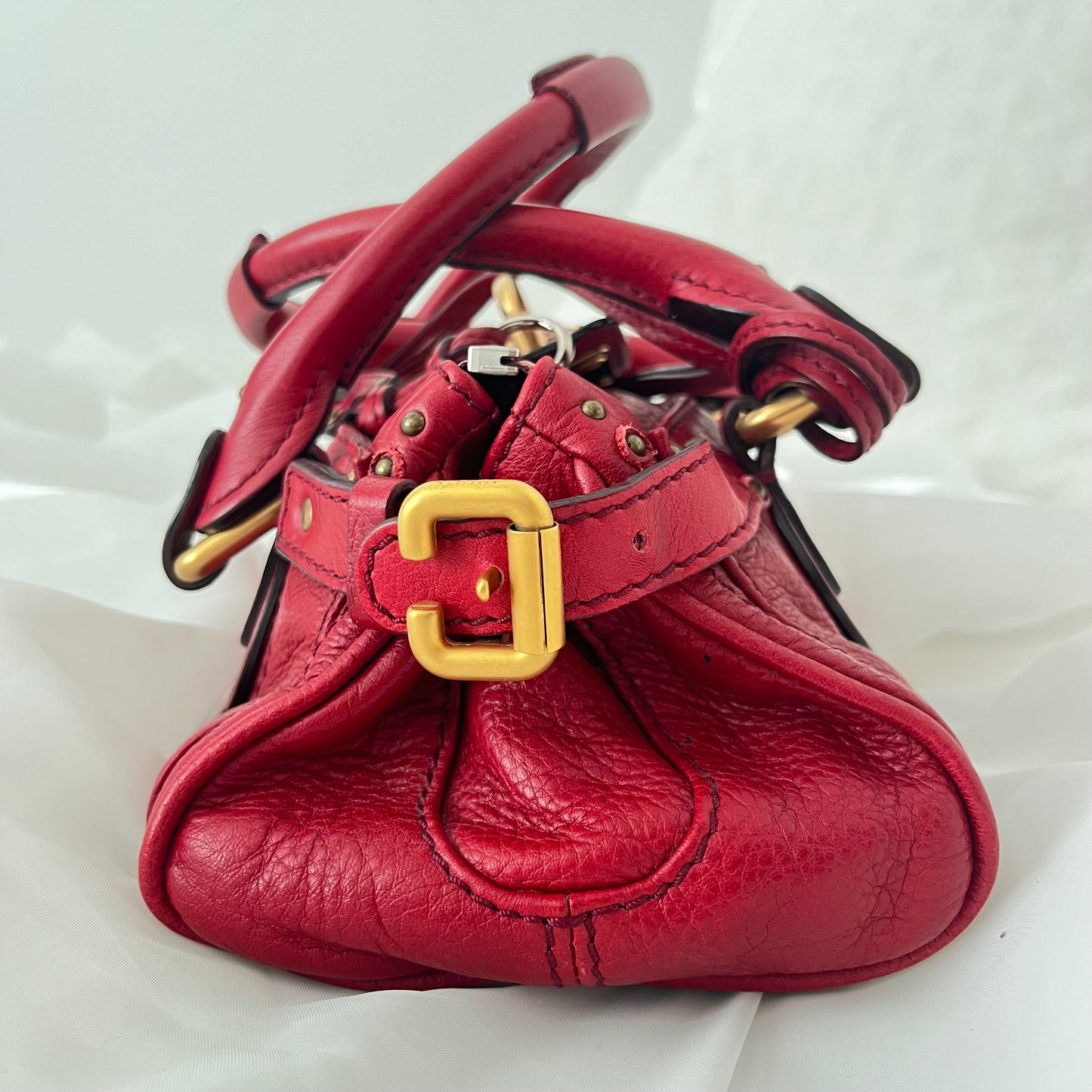 Chloe Red Leather Mini Paddington Bag