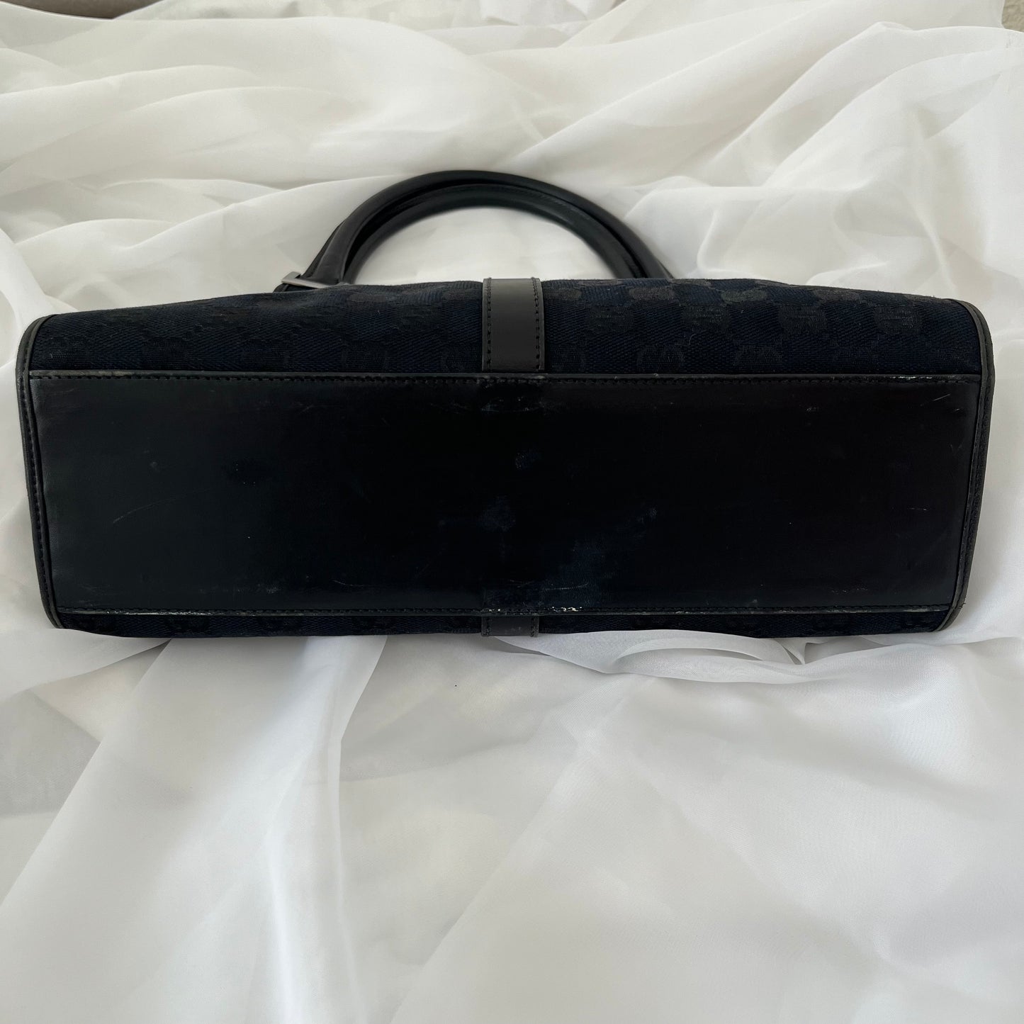 Gucci Black Double GG Canvas Jackie Bardot Shoulder Bag