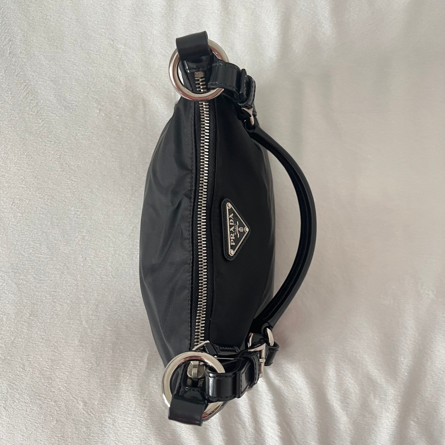 Prada Nylon Patent Leather One
Shoulder Bag Black