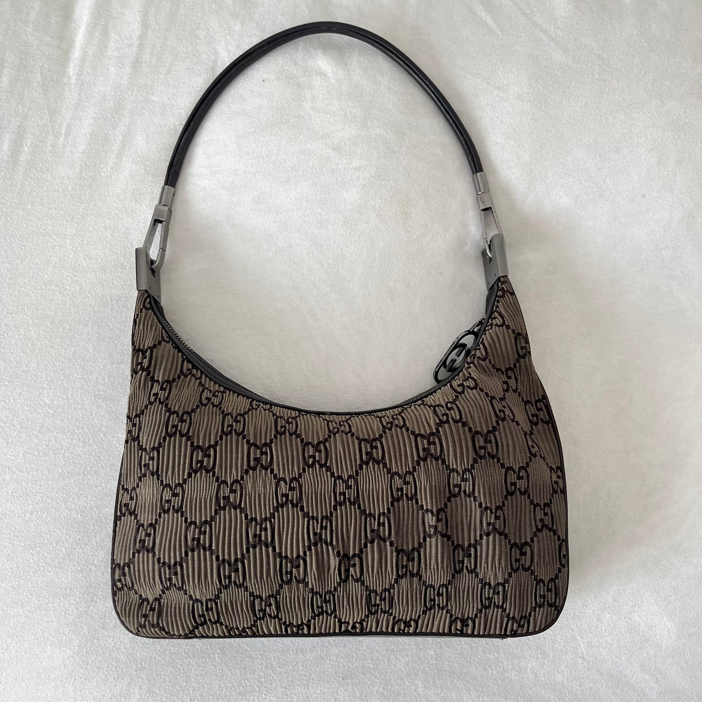 Gucci Canvas Leather Pleats Shoulder Bag
