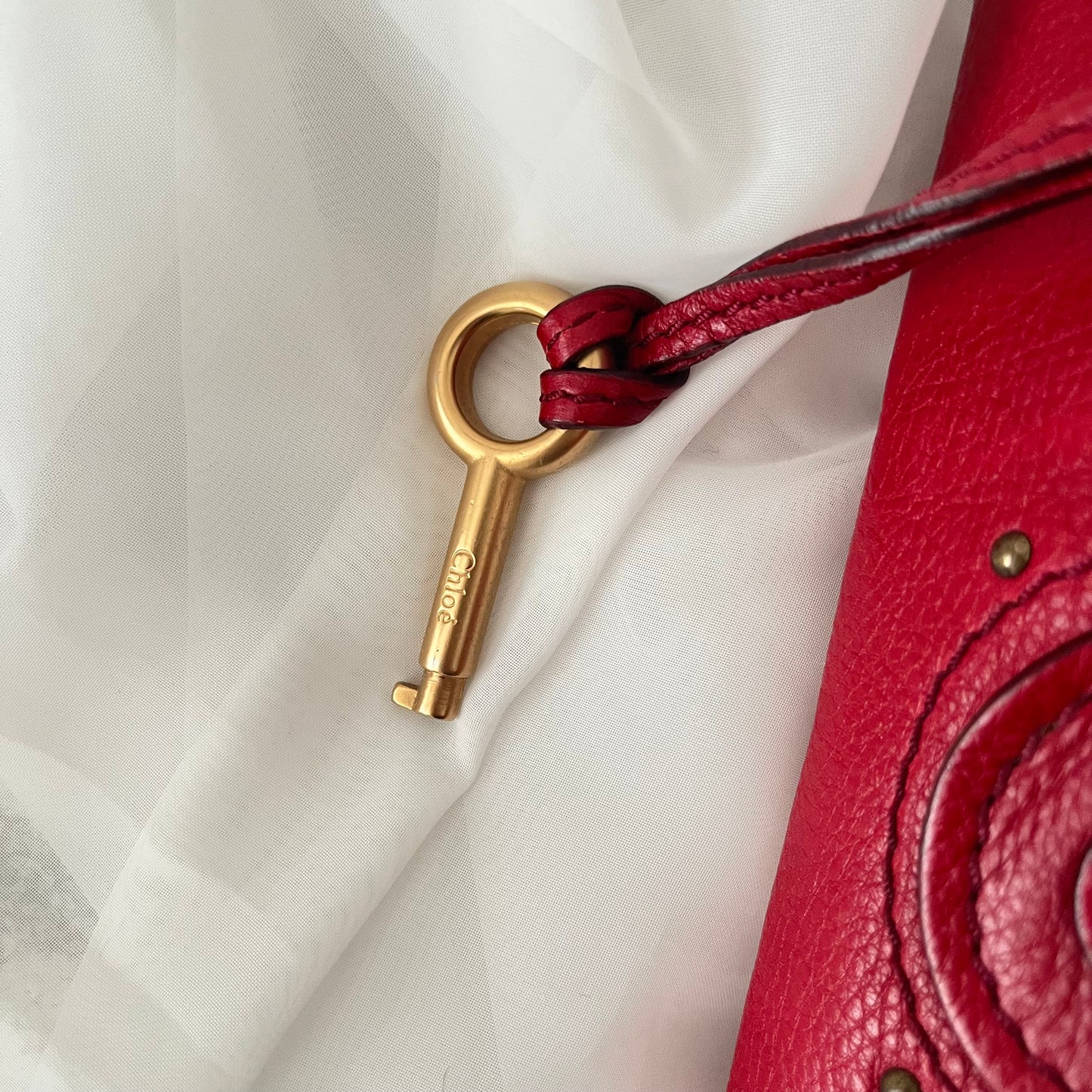 Chloe Red Leather Mini Paddington Bag