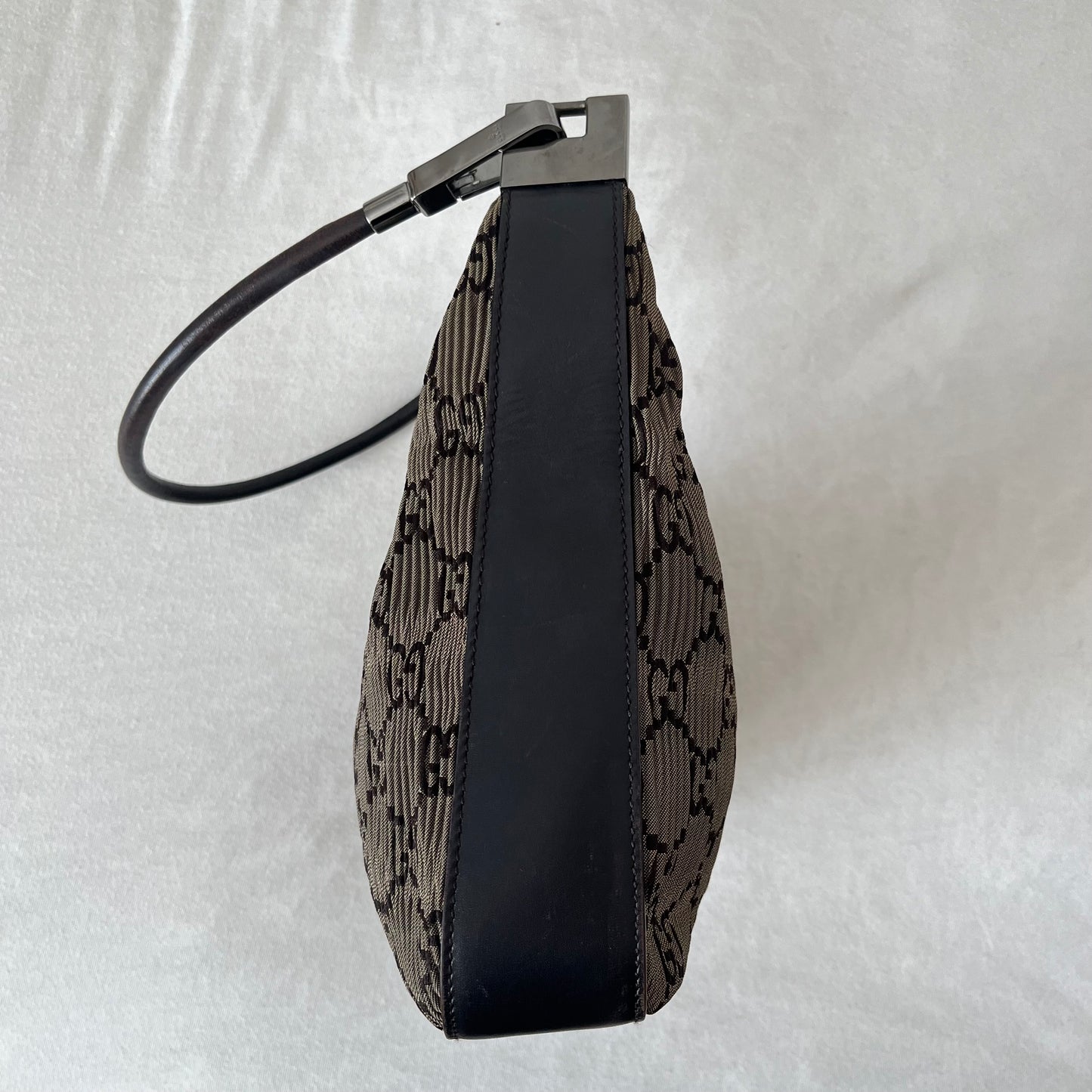 Gucci Canvas Leather Pleats Shoulder Bag