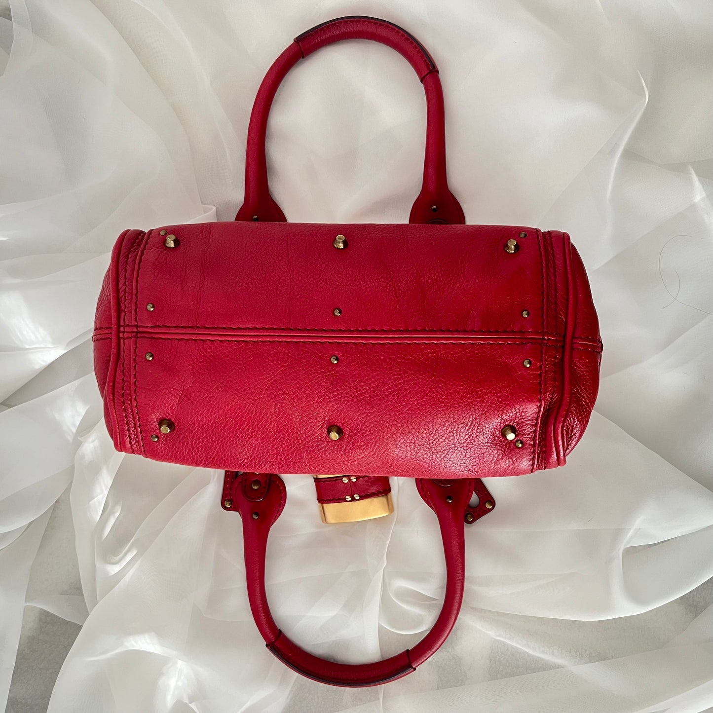 Chloe Red Leather Mini Paddington Bag