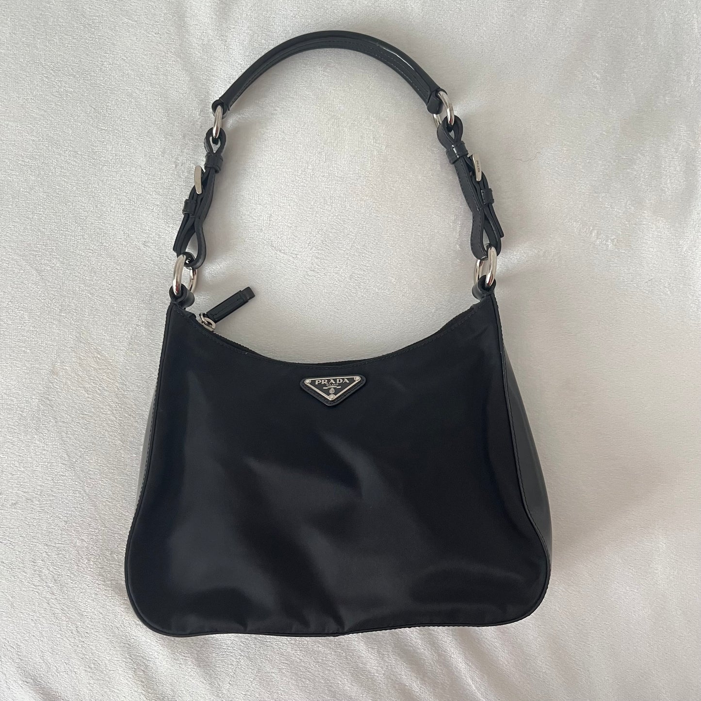 Prada Nylon Patent Leather One
Shoulder Bag Black