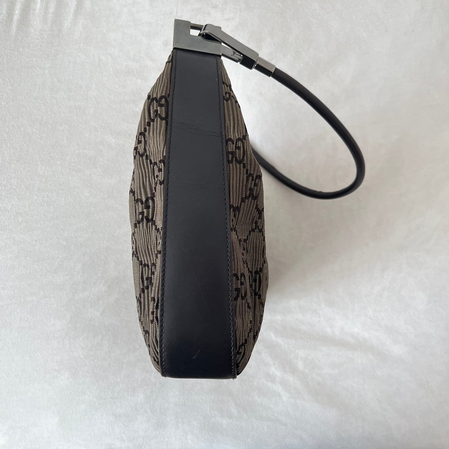 Gucci Canvas Leather Pleats Shoulder Bag