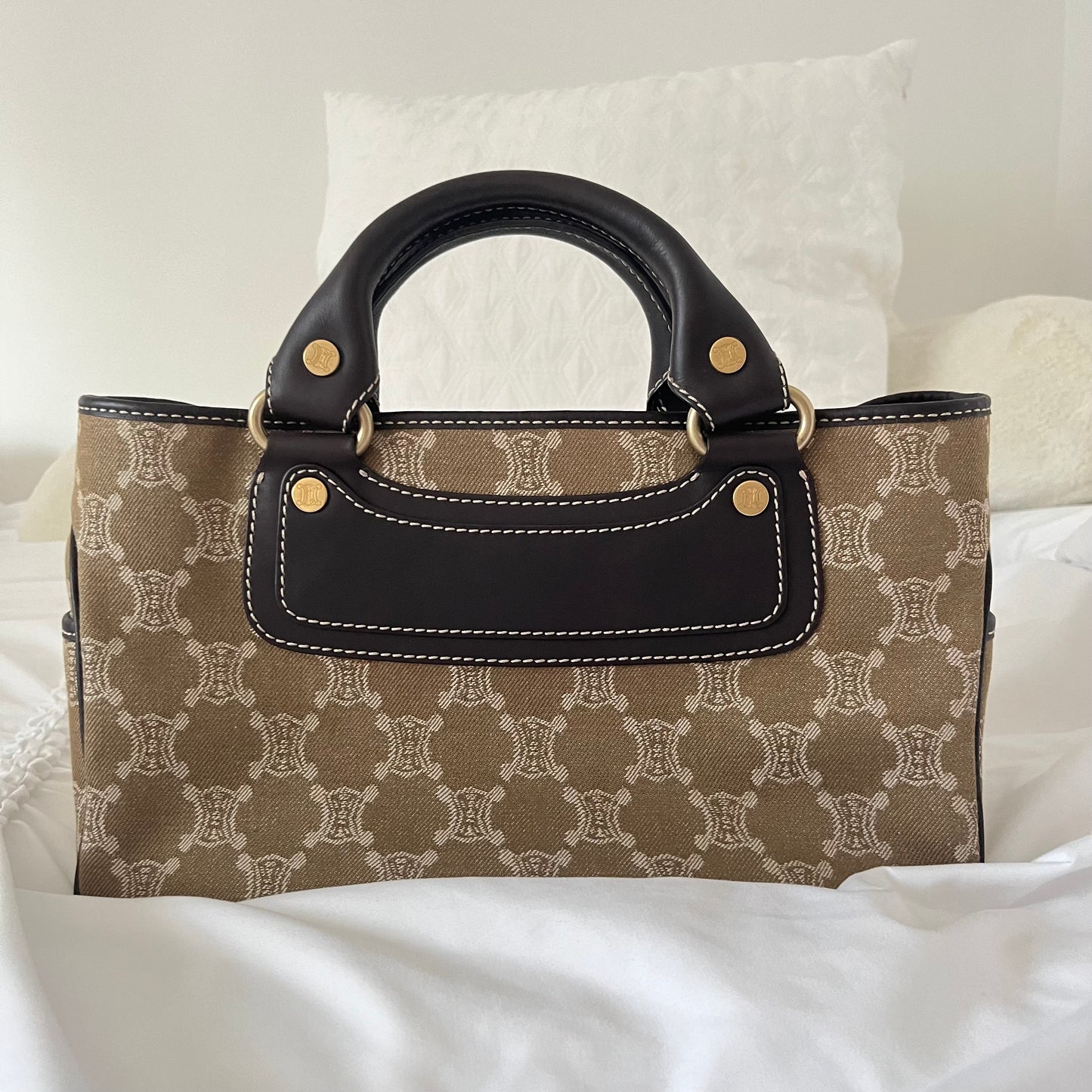 Celine Canvas Triomphe Boogie Macadam Handbag