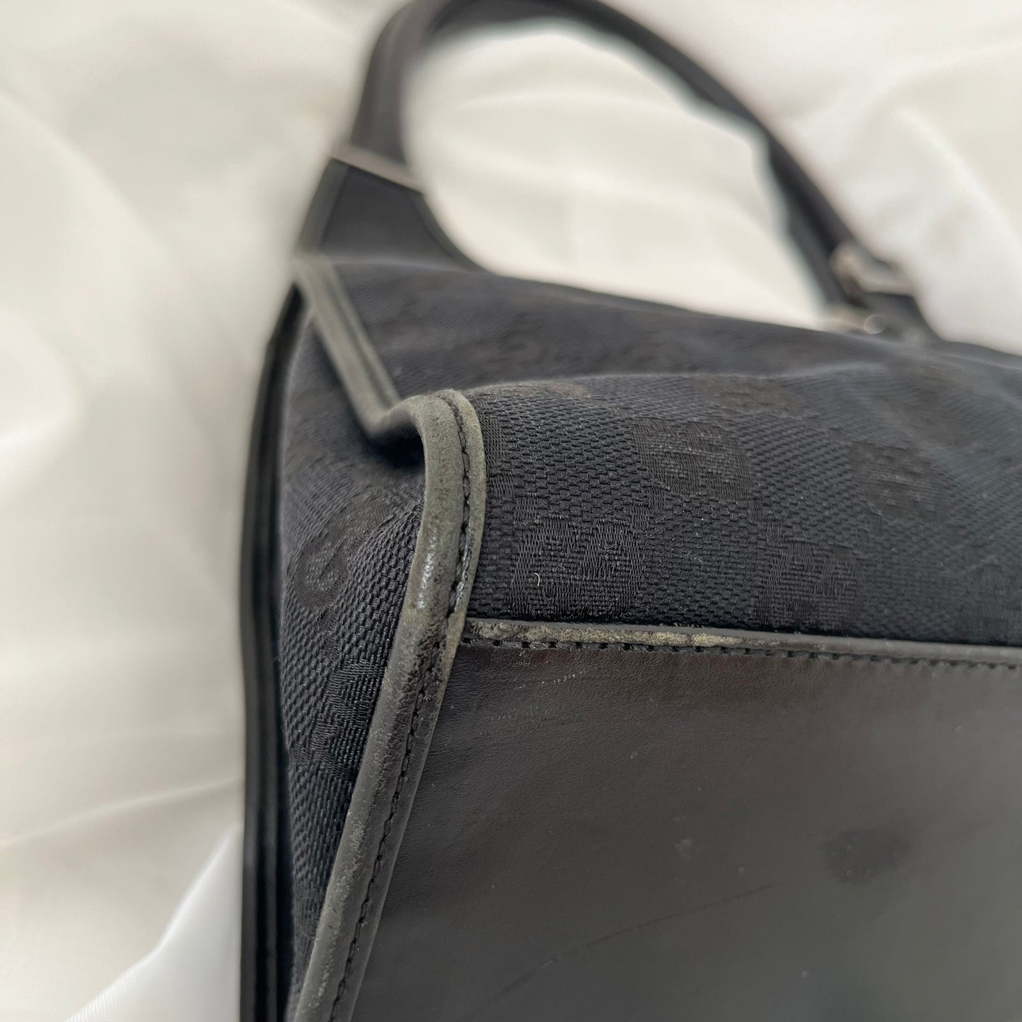 Gucci Black Double GG Canvas Jackie Bardot Shoulder Bag