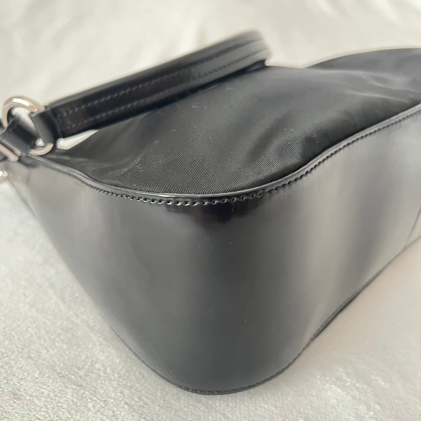 Prada Nylon Patent Leather One
Shoulder Bag Black