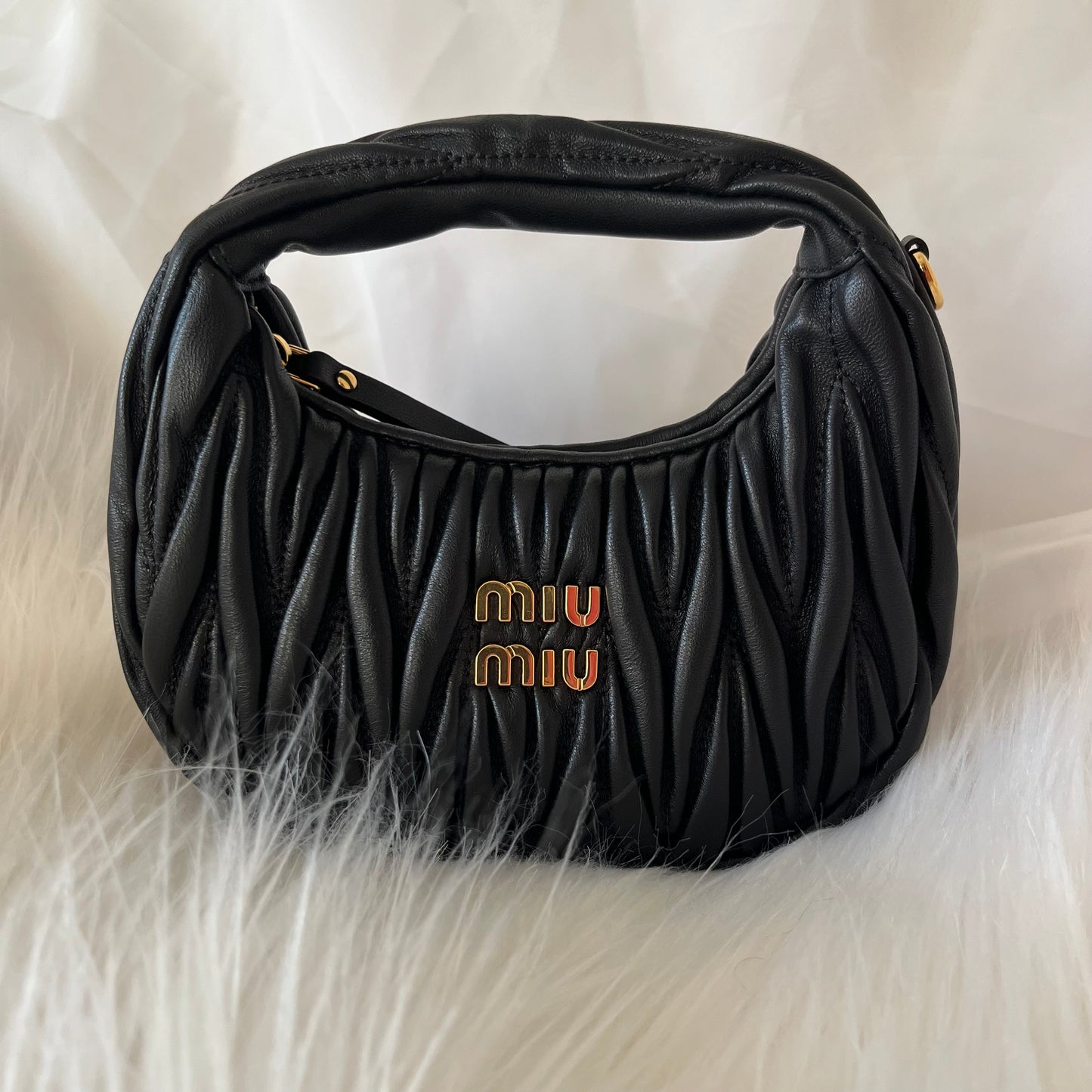 Miu Miu Wander Matelassé Nappa Leather Hobo Mini Bag