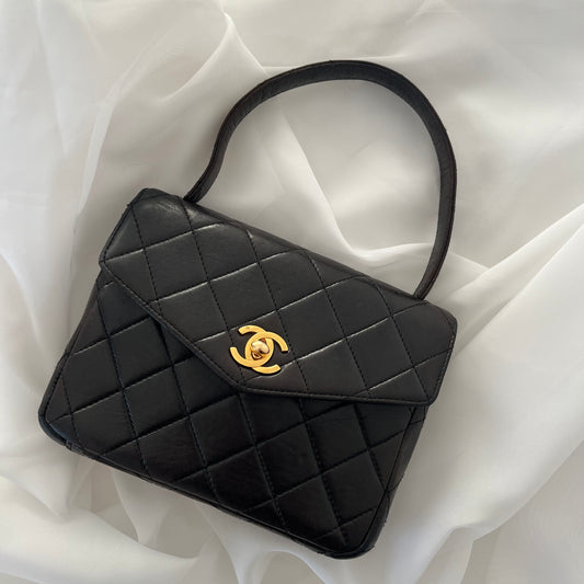 Chanel Matelasse Lambskin Mini Kelly Top Handle Bag