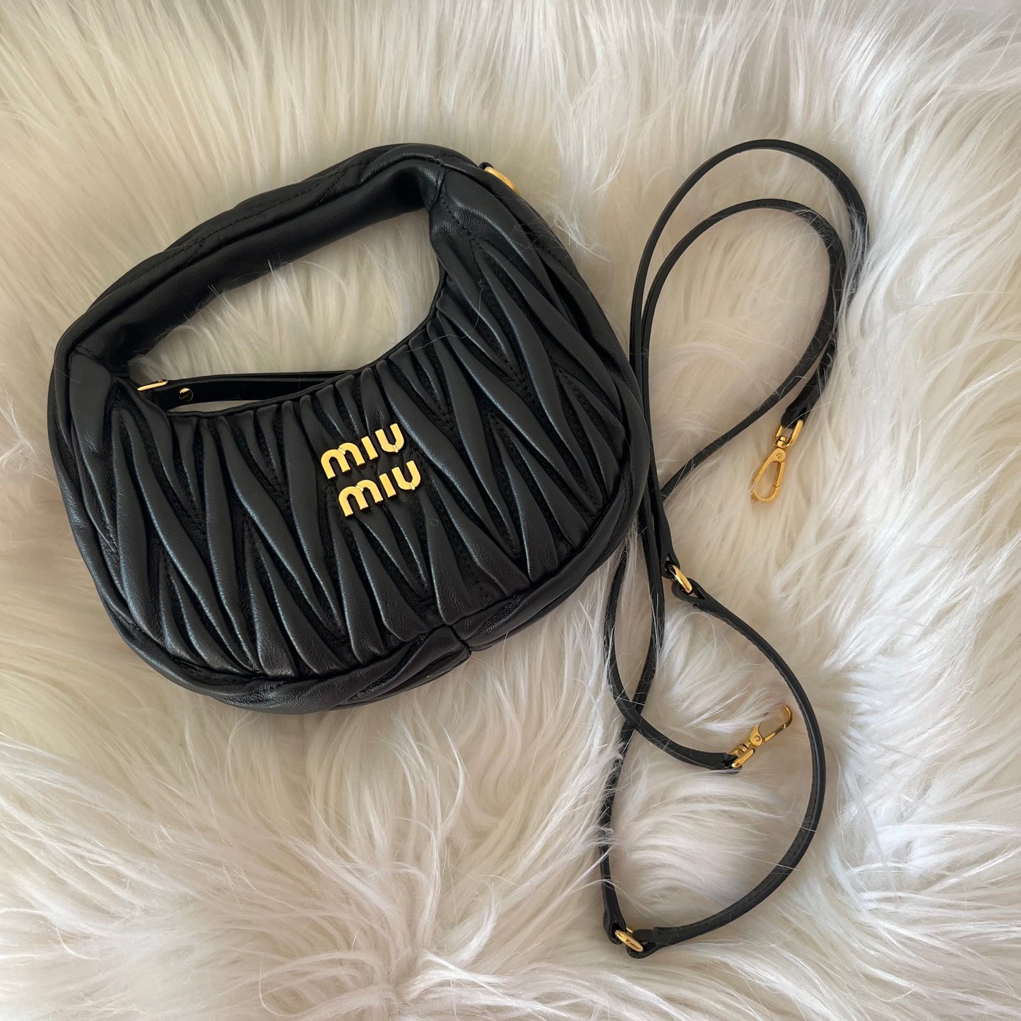Miu Miu Wander Matelassé Nappa Leather Hobo Mini Bag