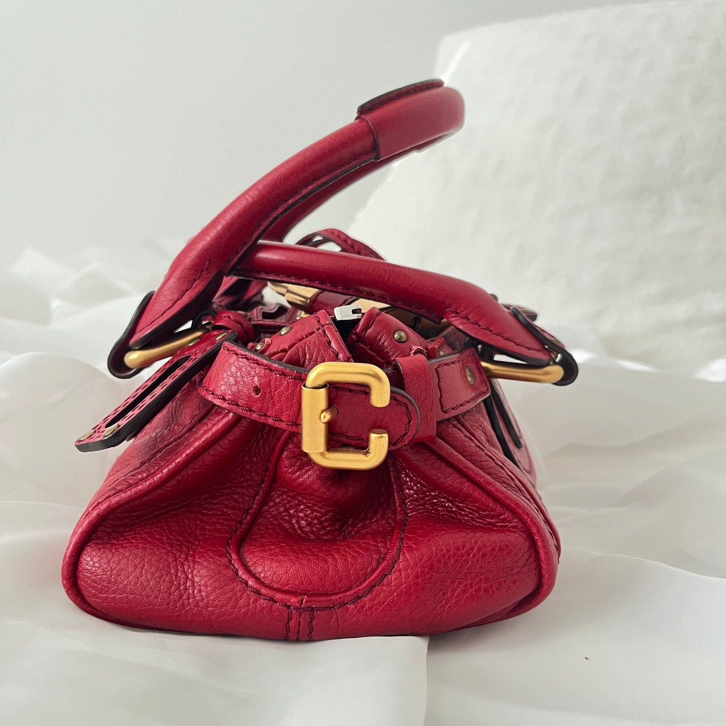 Chloe Red Leather Mini Paddington Bag