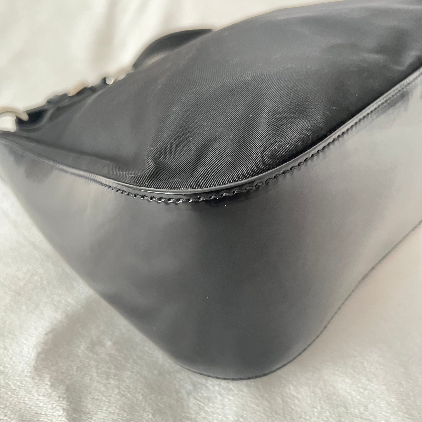 Prada Nylon Patent Leather One
Shoulder Bag Black