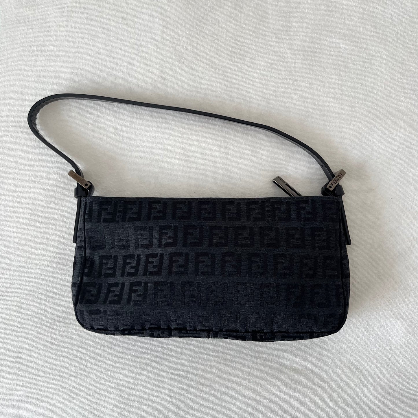 Fendi Zucchino Canvas Handbag Black