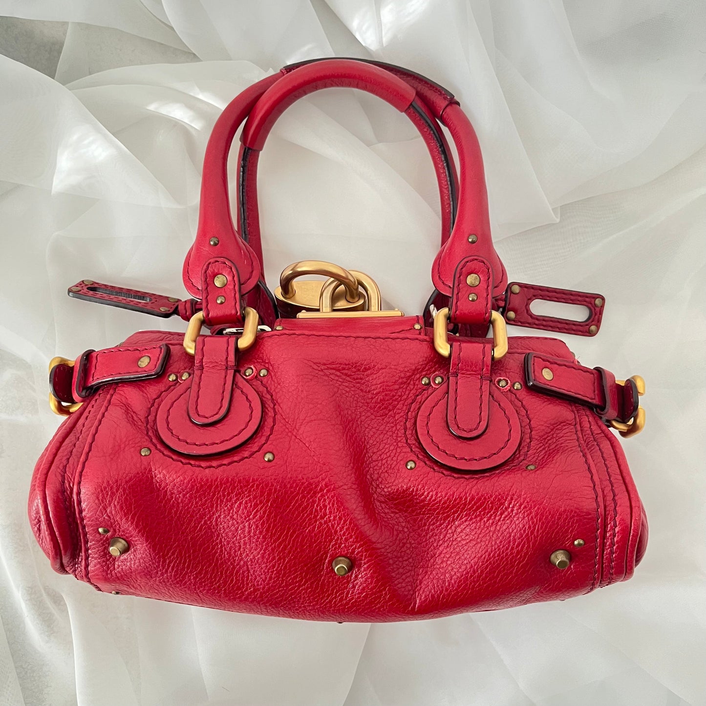 Chloe Red Leather Mini Paddington Bag