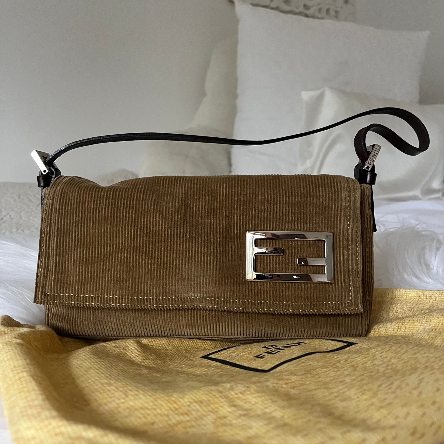 Fendi Corduroy Shoulder Bag