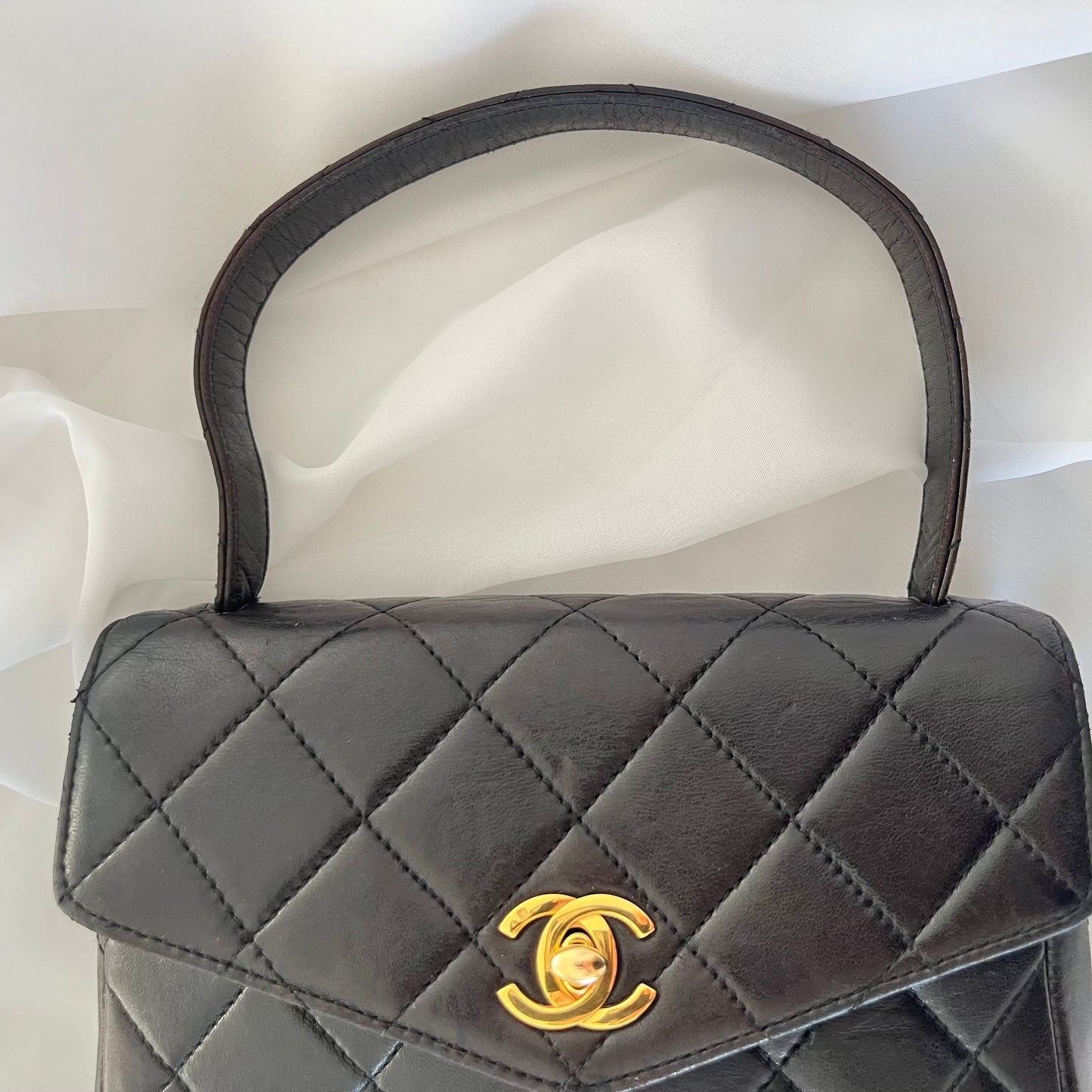 Chanel Matelasse Lambskin Mini Kelly Top Handle Bag