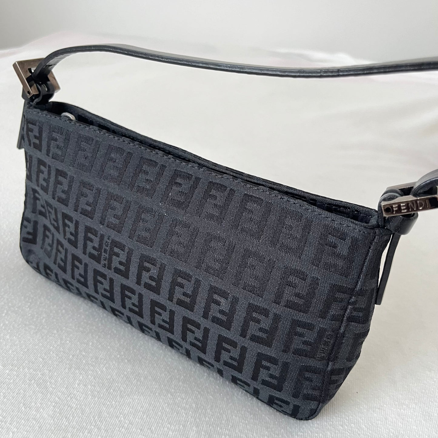 Fendi Zucchino Canvas Handbag Black