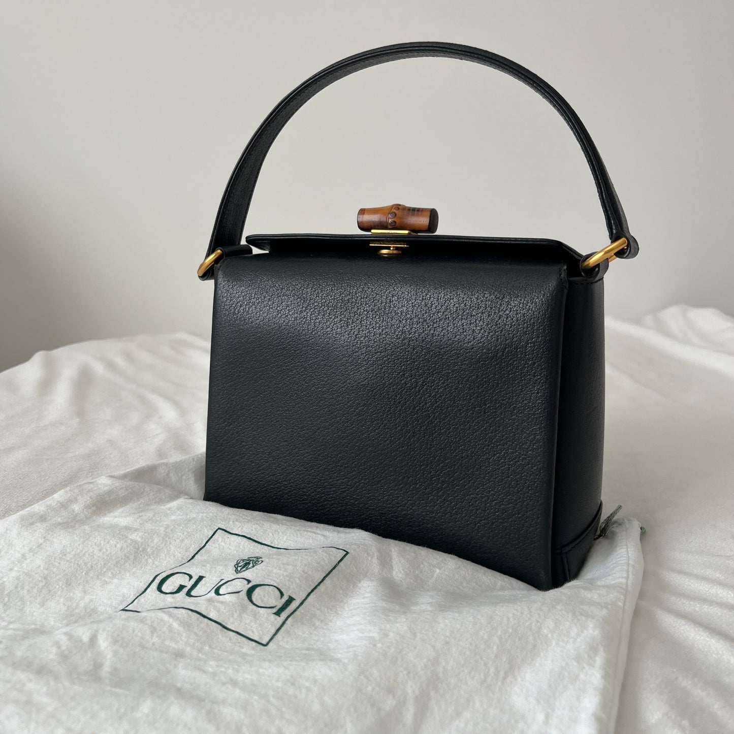 Gucci Bamboo Leather Turn-Lock Flap Bag