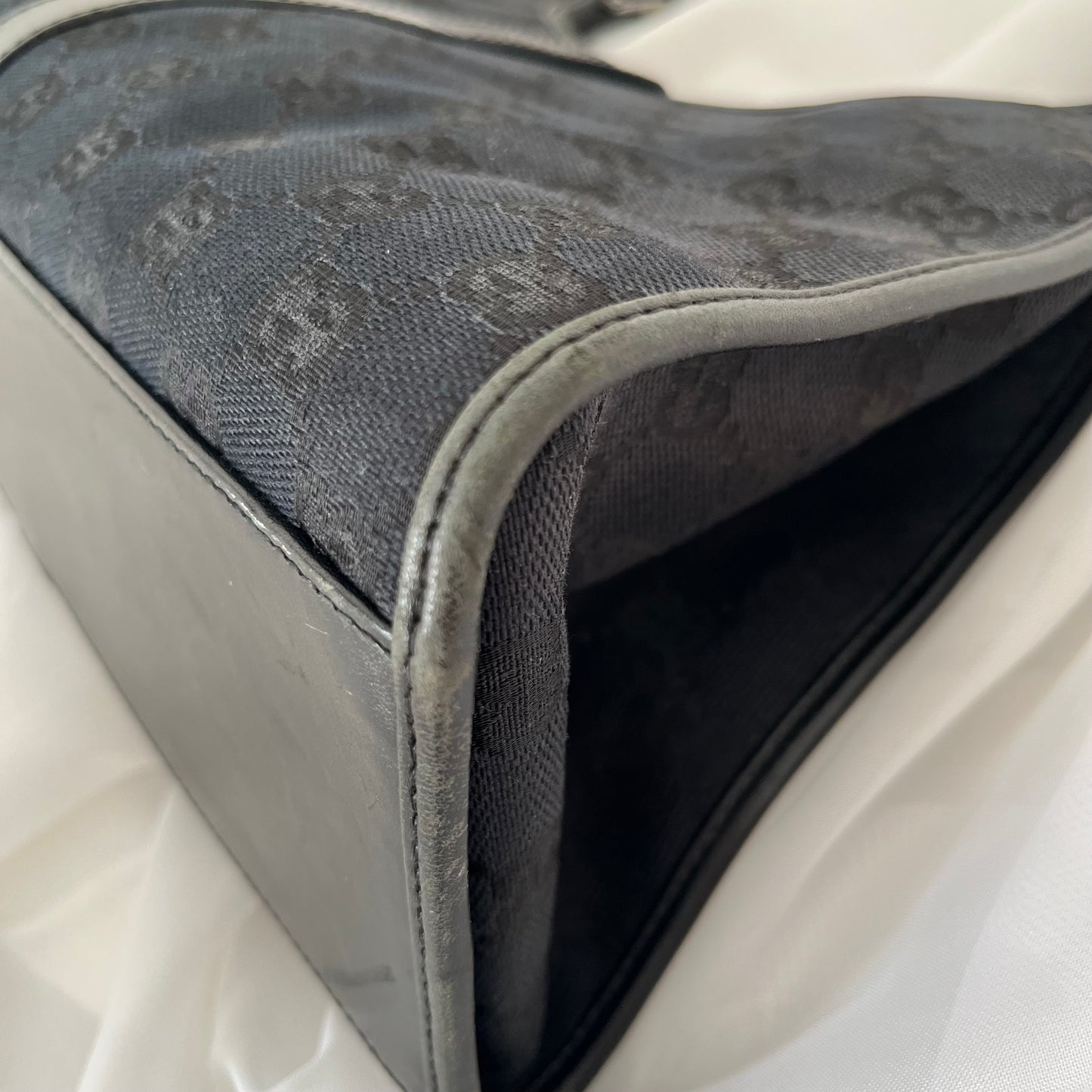 Gucci Black Double GG Canvas Jackie Bardot Shoulder Bag