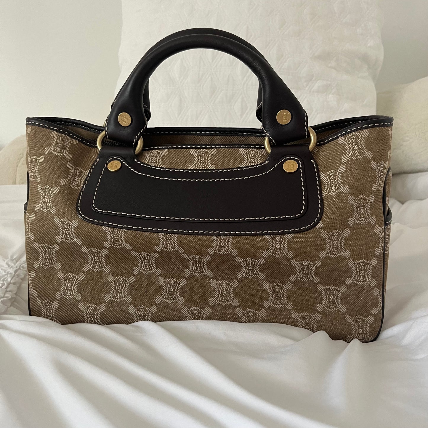 Celine Canvas Triomphe Boogie Macadam Handbag