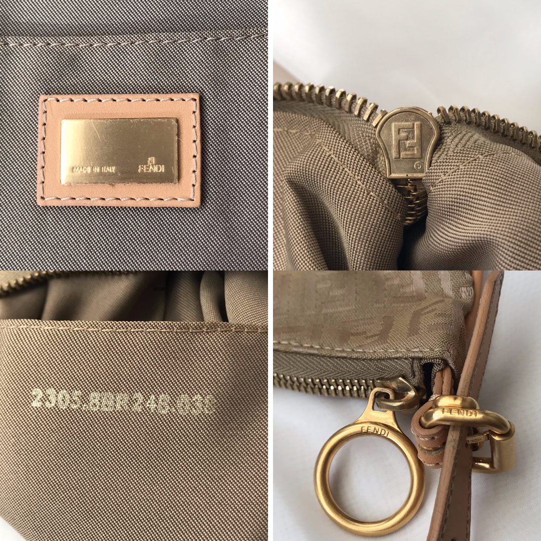 Fendi Mini Beige Zucchino Oyster Bag
