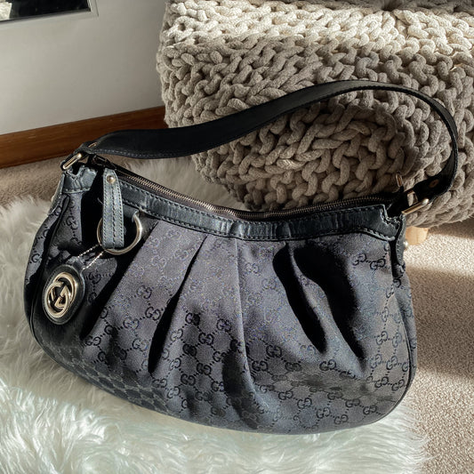 Gucci Sukey GG Monogram Black Hobo Shoulder Bag