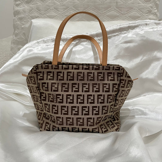 Fendi Zucchino Tan/Brown Mini Bag