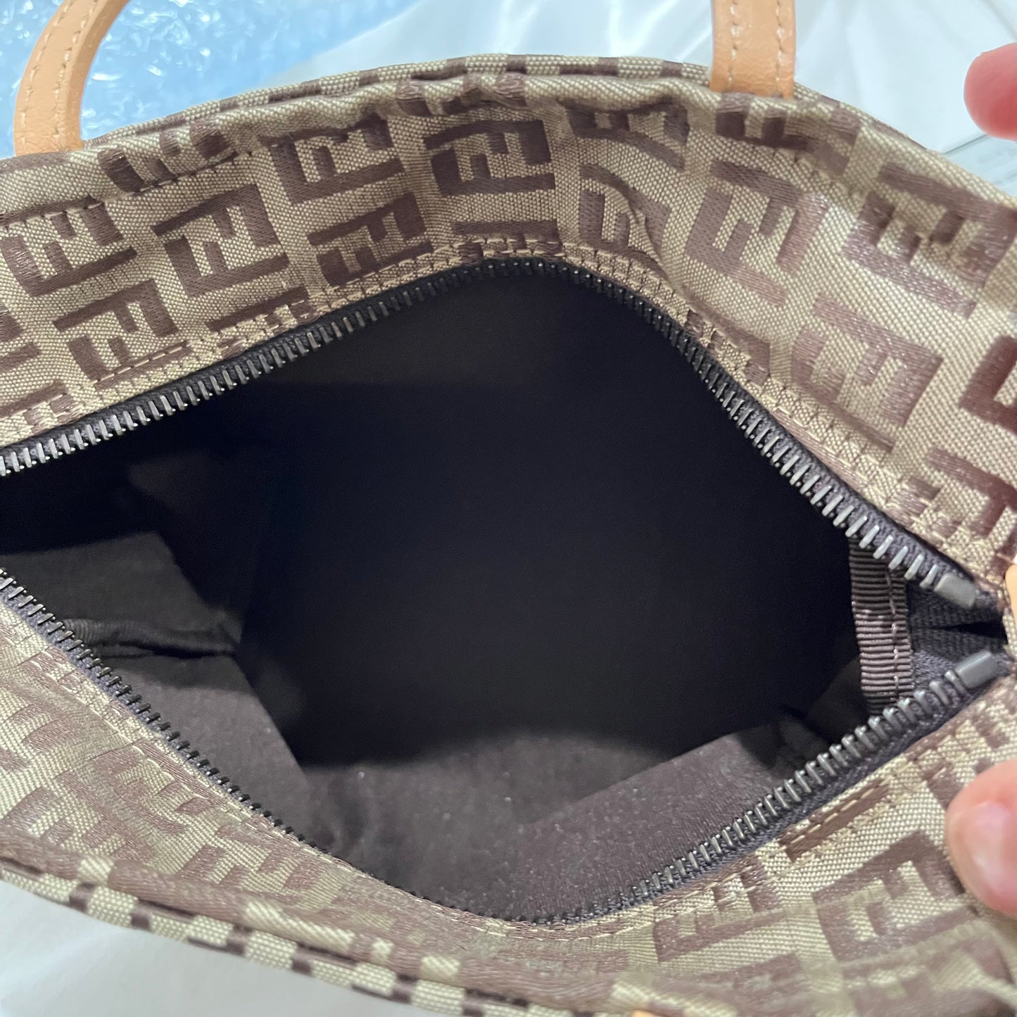 Fendi Zucchino Tan/Brown Mini Bag