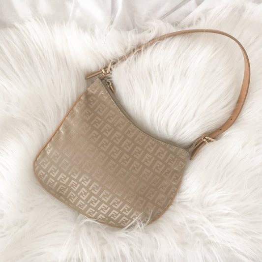 Fendi Mini Beige Zucchino Oyster Bag