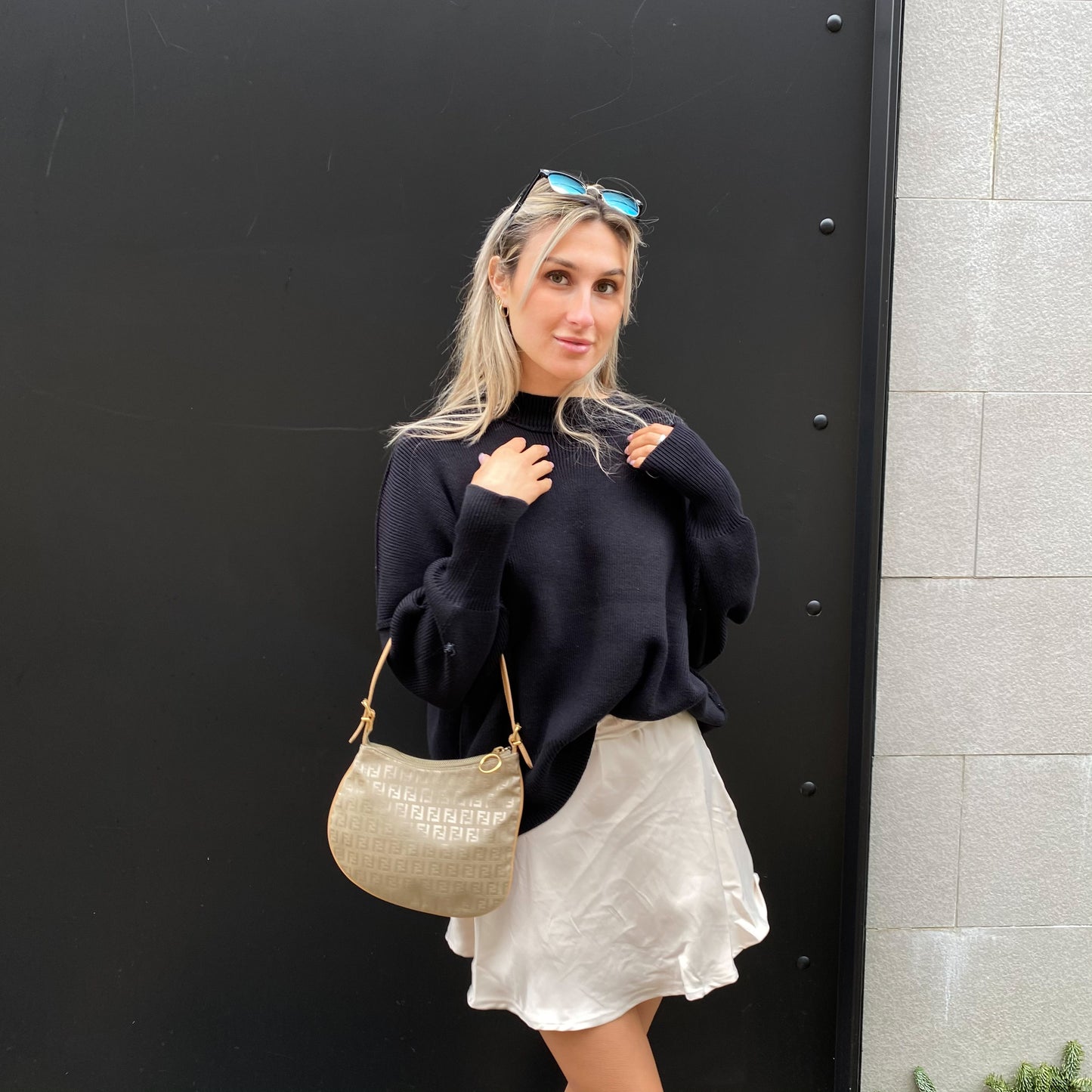 Fendi Mini Beige Zucchino Oyster Bag