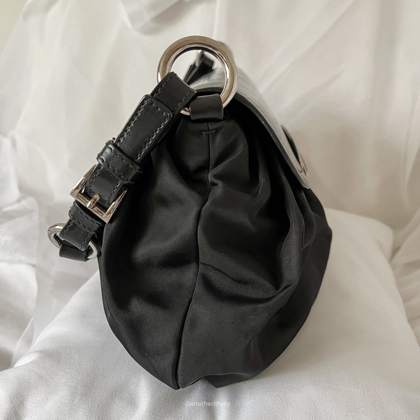 Prada Black Nylon Flap Shoulder Bag
