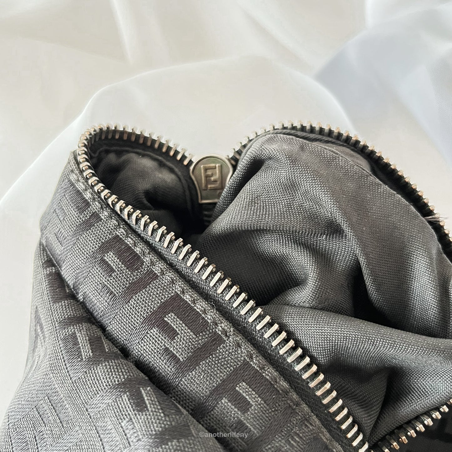 Fendi Mini Black Zucchino Oyster Bag
