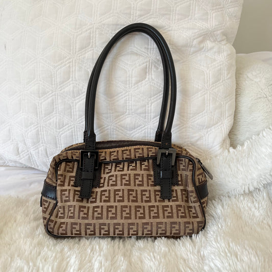 Fendi Brown/Tan Zuccino Shoulder Bag