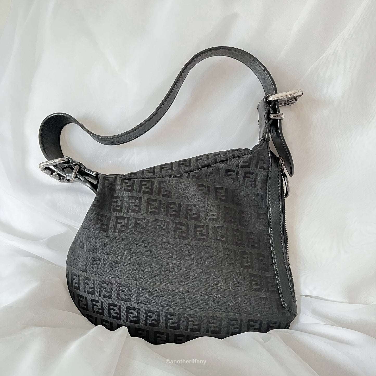 Fendi Mini Black Zucchino Oyster Bag