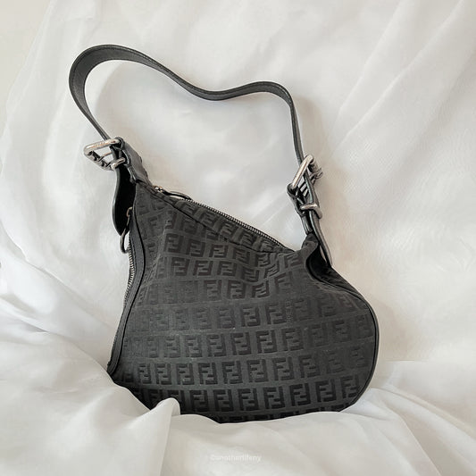 Fendi Mini Black Zucchino Oyster Bag