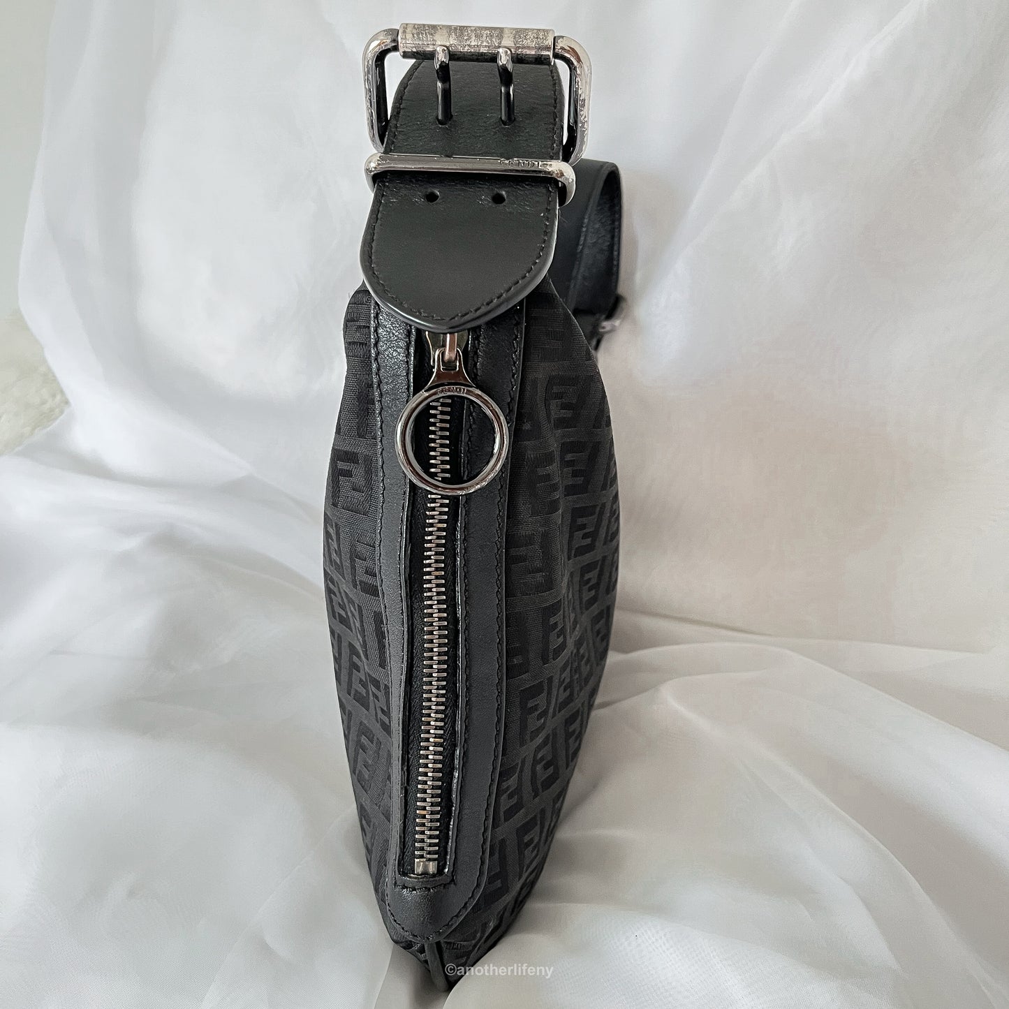 Fendi Mini Black Zucchino Oyster Bag