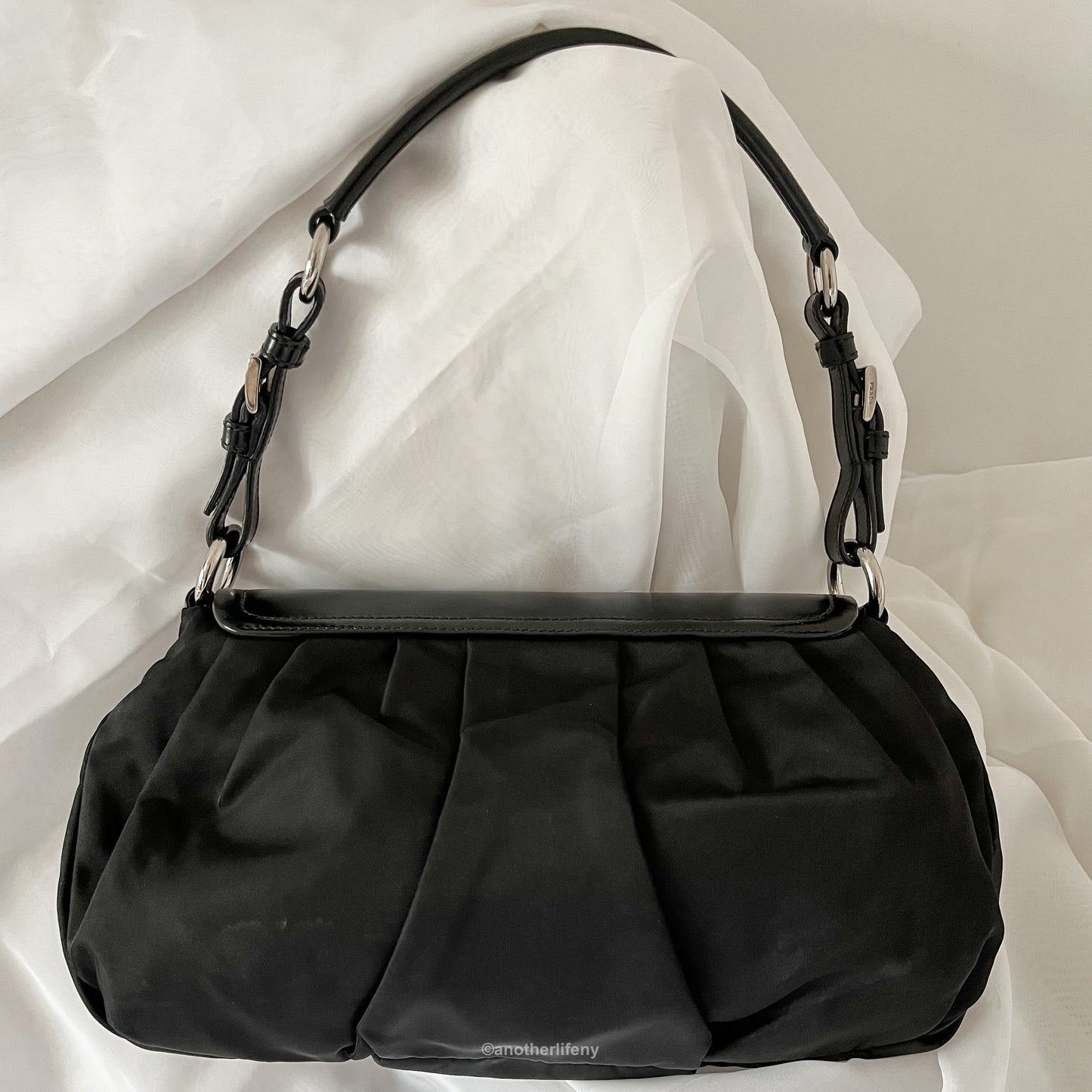 Prada Black Nylon Flap Shoulder Bag