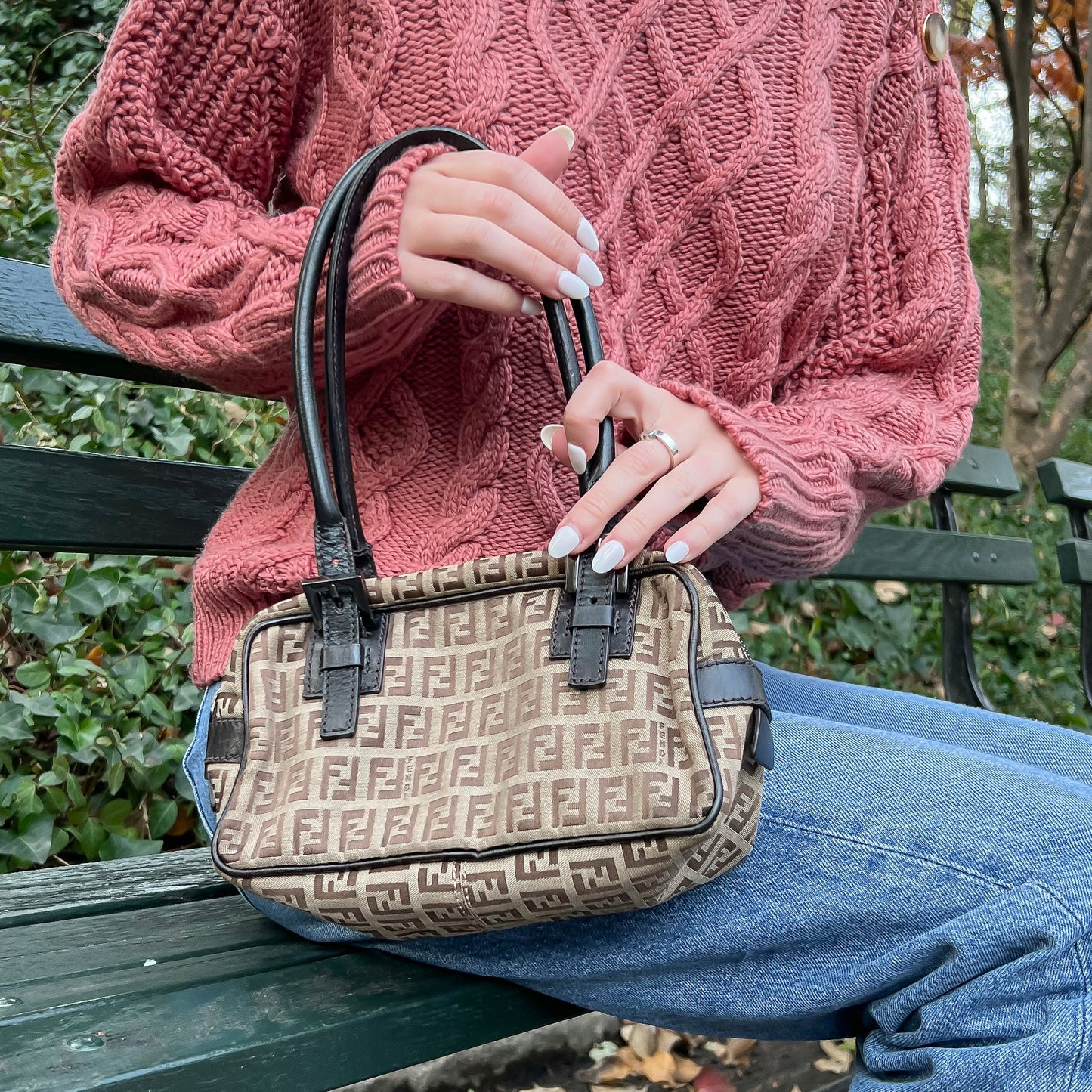 Fendi Brown/Tan Zuccino Shoulder Bag