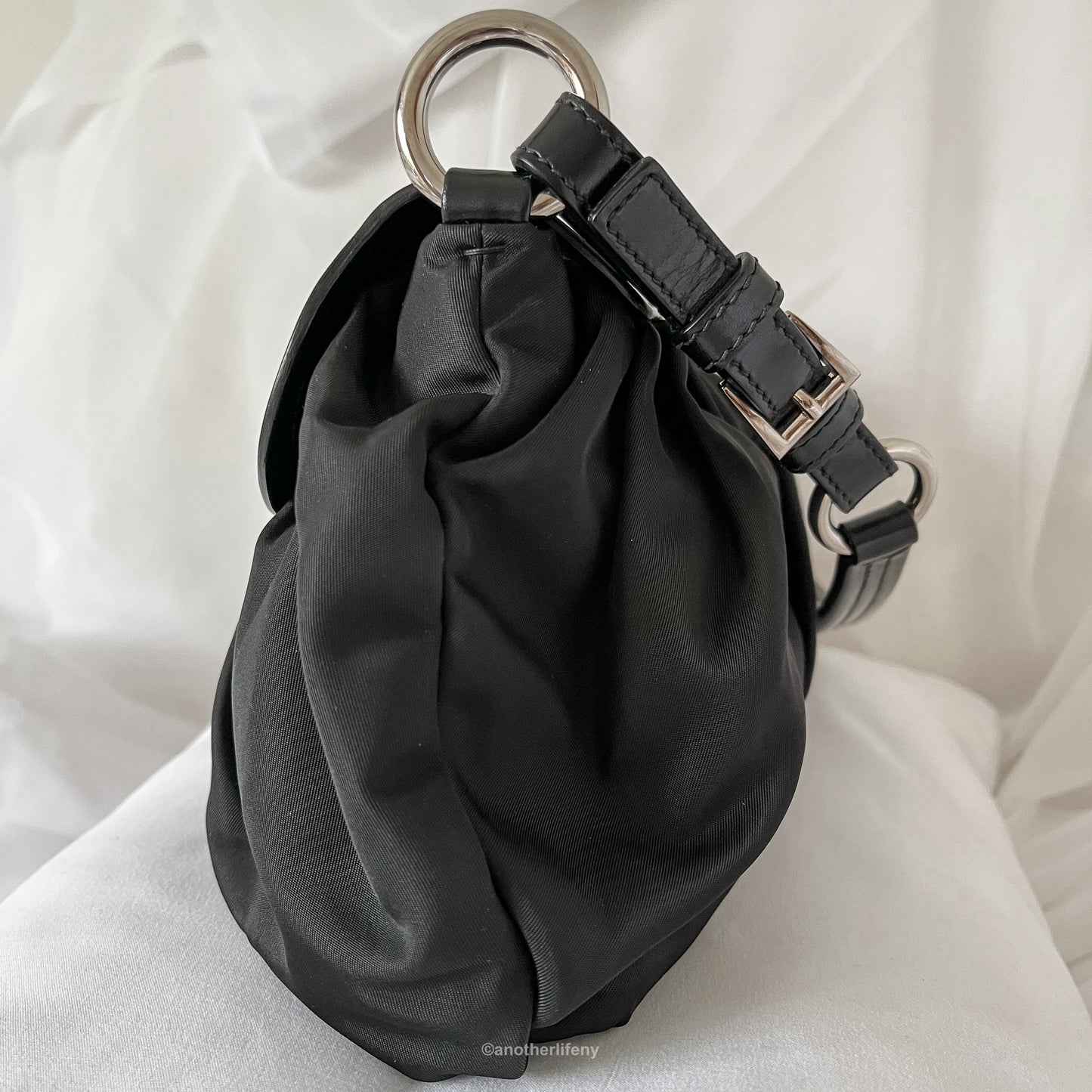 Prada Black Nylon Flap Shoulder Bag