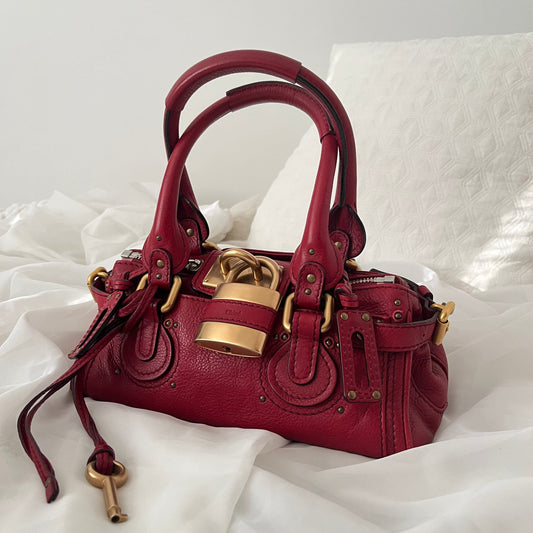 Chloe Red Leather Mini Paddington Bag