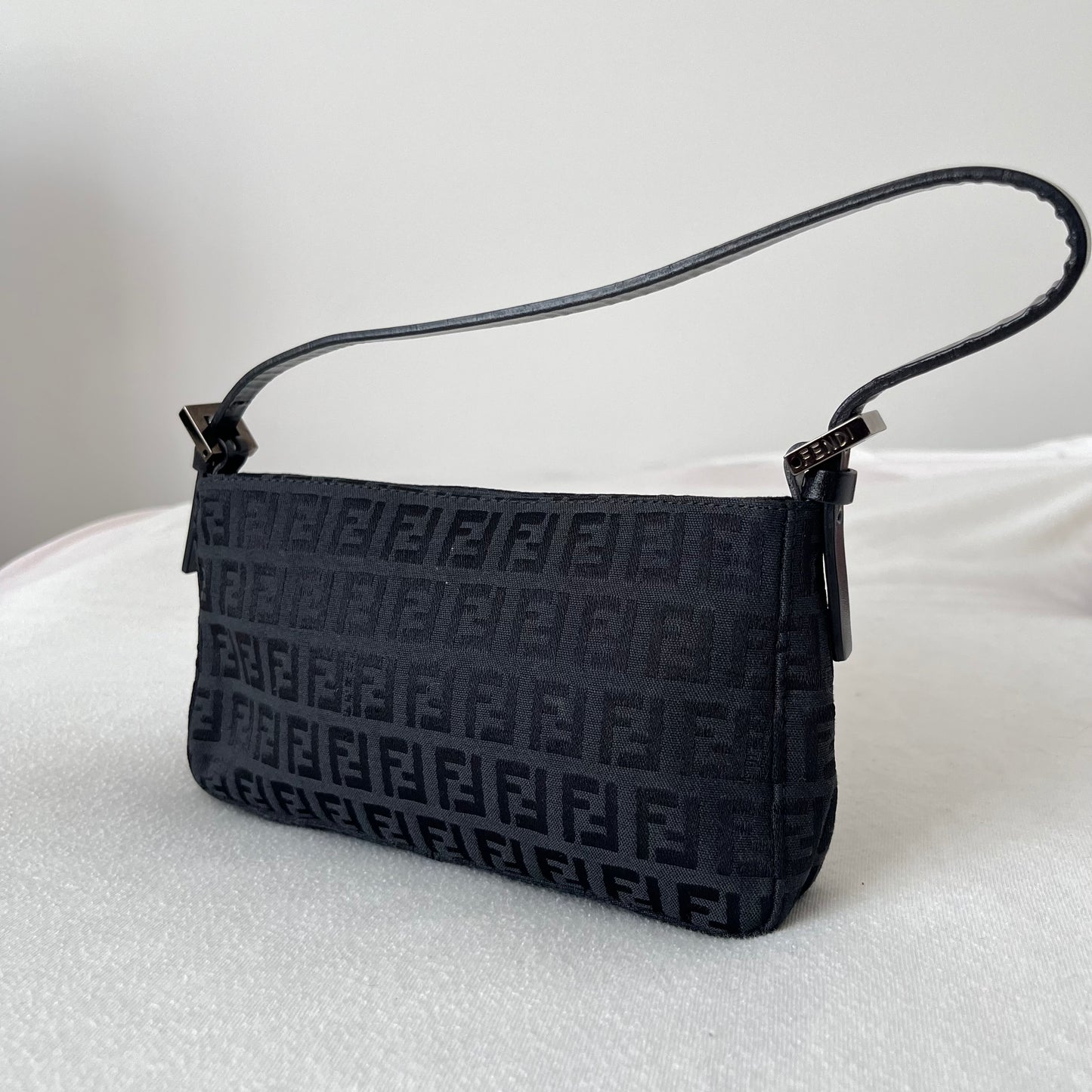 Fendi Zucchino Canvas Handbag Black