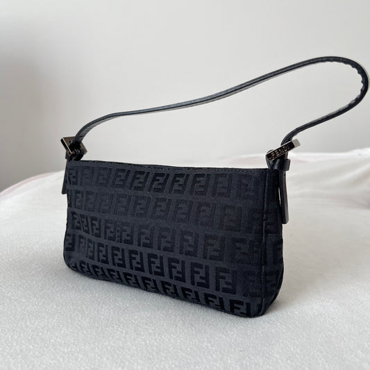 Fendi Zucchino Canvas Handbag Black