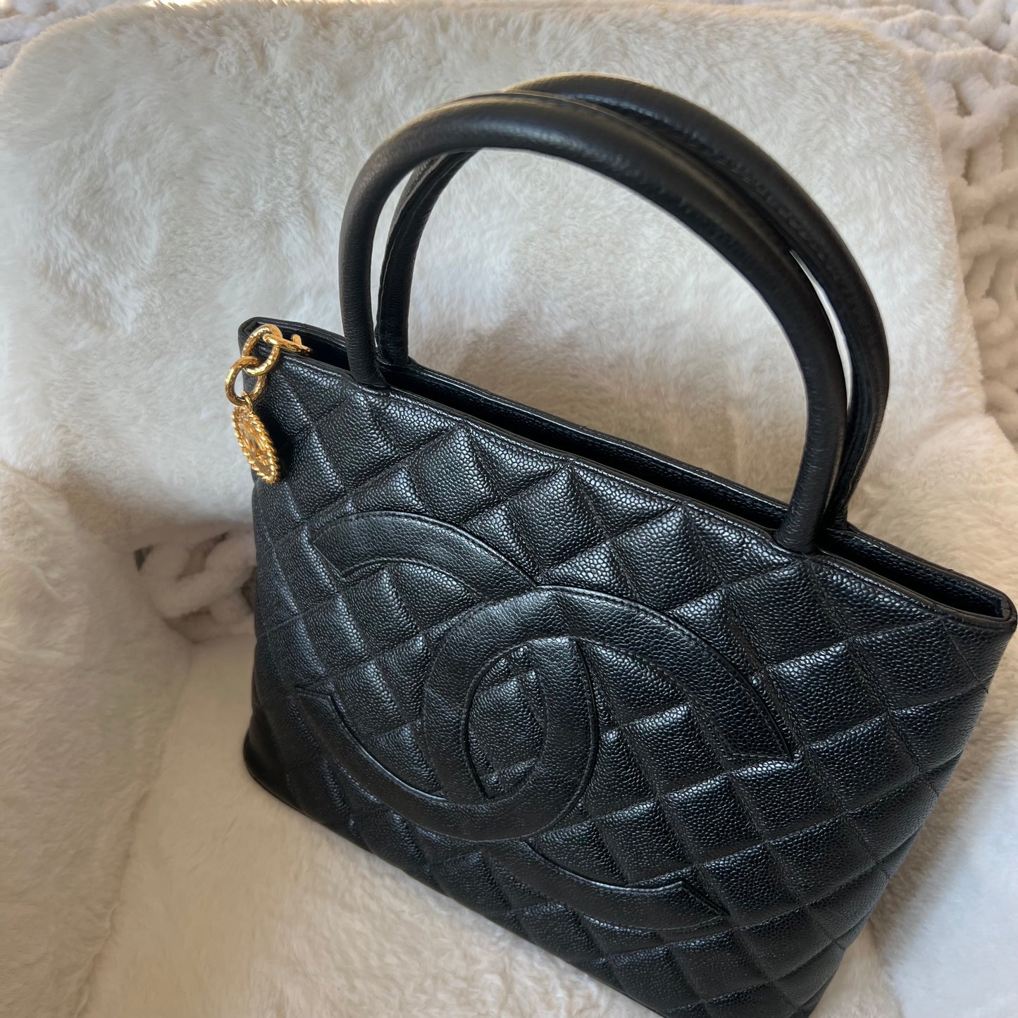 CHANEL Caviar Skin Medallion Tote