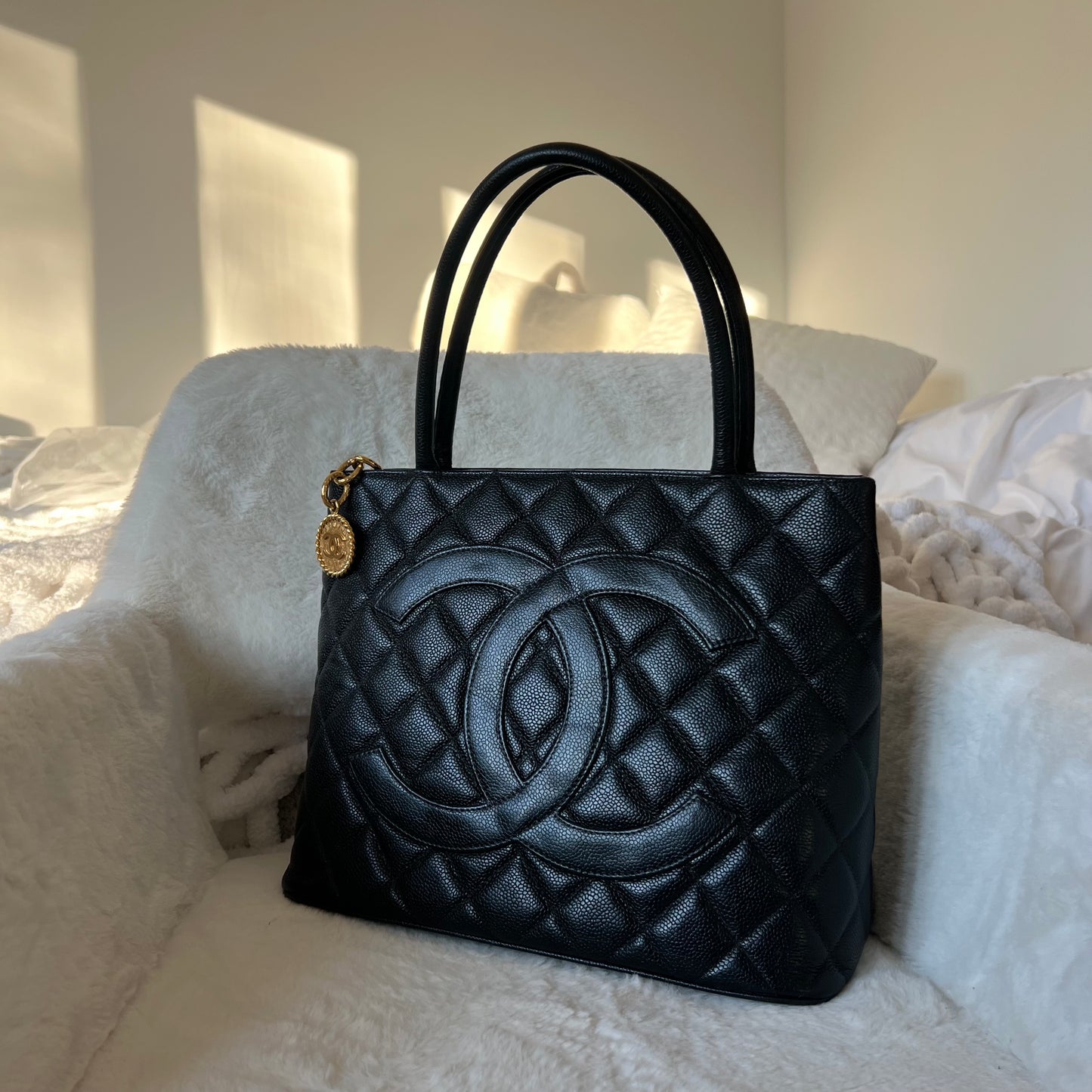 CHANEL Caviar Skin Medallion Tote