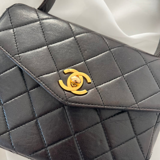 Chanel Matelasse Lambskin Mini Kelly Top Handle Bag