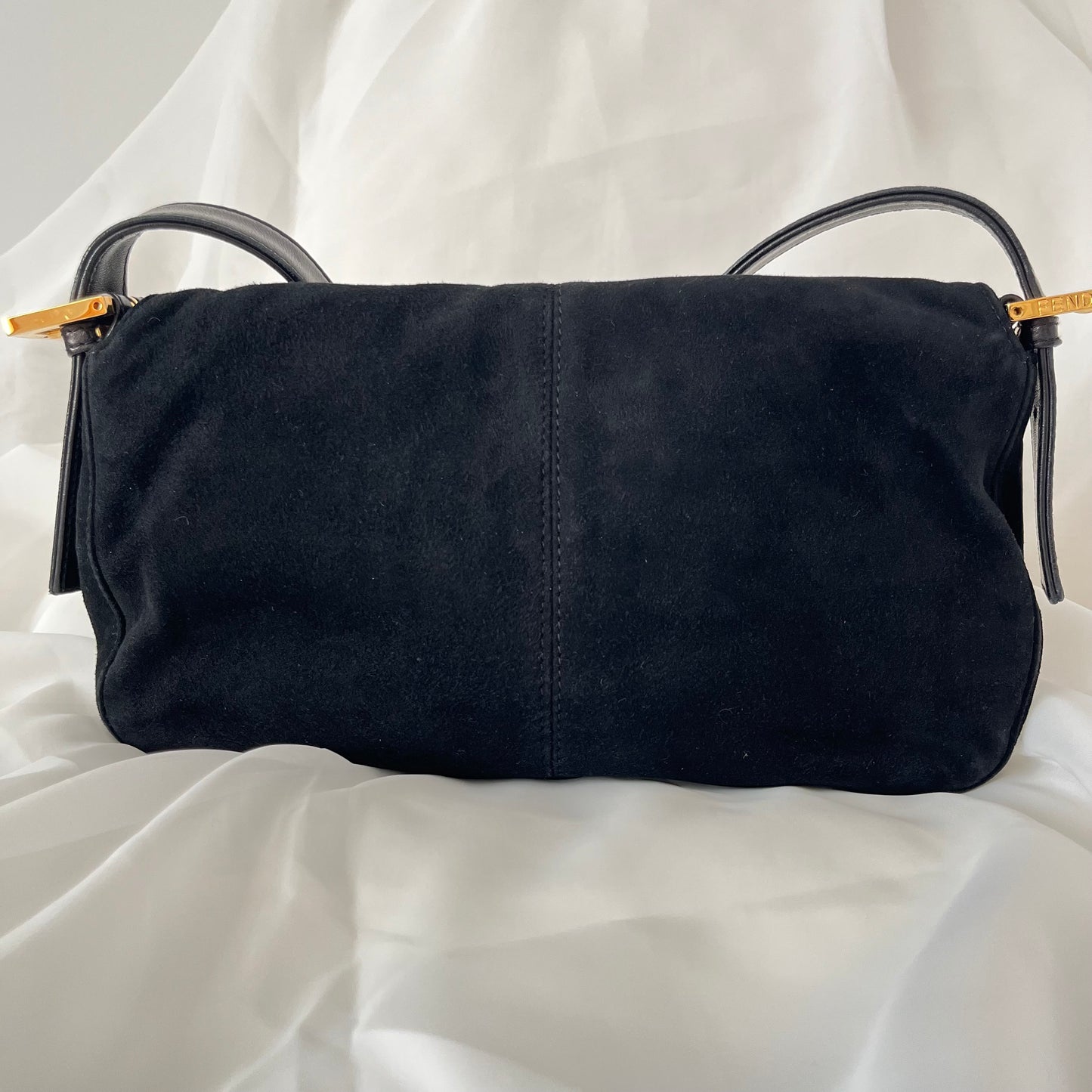 Fendi Black Suede Baguette